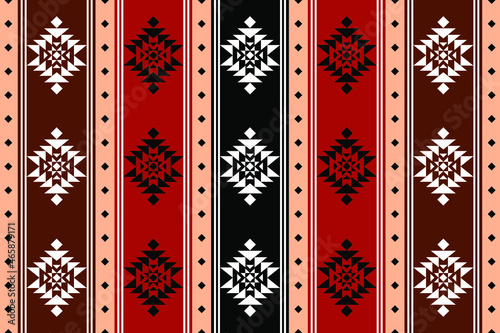 Geometric ethnic oriental seamless pattern traditional Design for background,carpet,wallpaper.clothing,wrapping,Batik fabric,Vector illustration.embroidery style - Sadu, sadou, sadow or sado