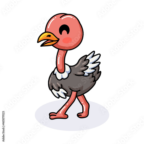 Cute little ostrich bird cartoon standing