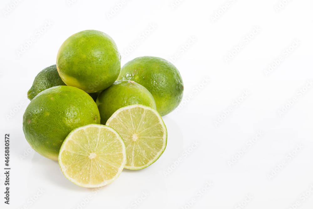 Fruit Limón Tahiti -Citrus x Latifolia Isolated On a White Background Fruit Limón Tahiti -Citrus x Latifolia Isolated On a White Background