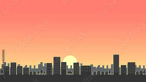 日没の街並みのベクター背景グラフィック