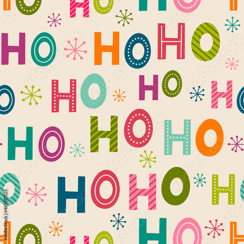 Colorful  Hohoho seamless pattern background for christmas design. Santa claus laugh.