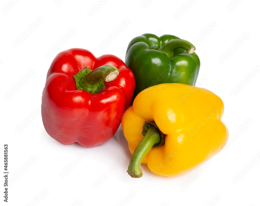 sweet pepper, red, green, yellow paprika, isolated on white background sweet pepper, red, green, yellow paprika, isolated on white background