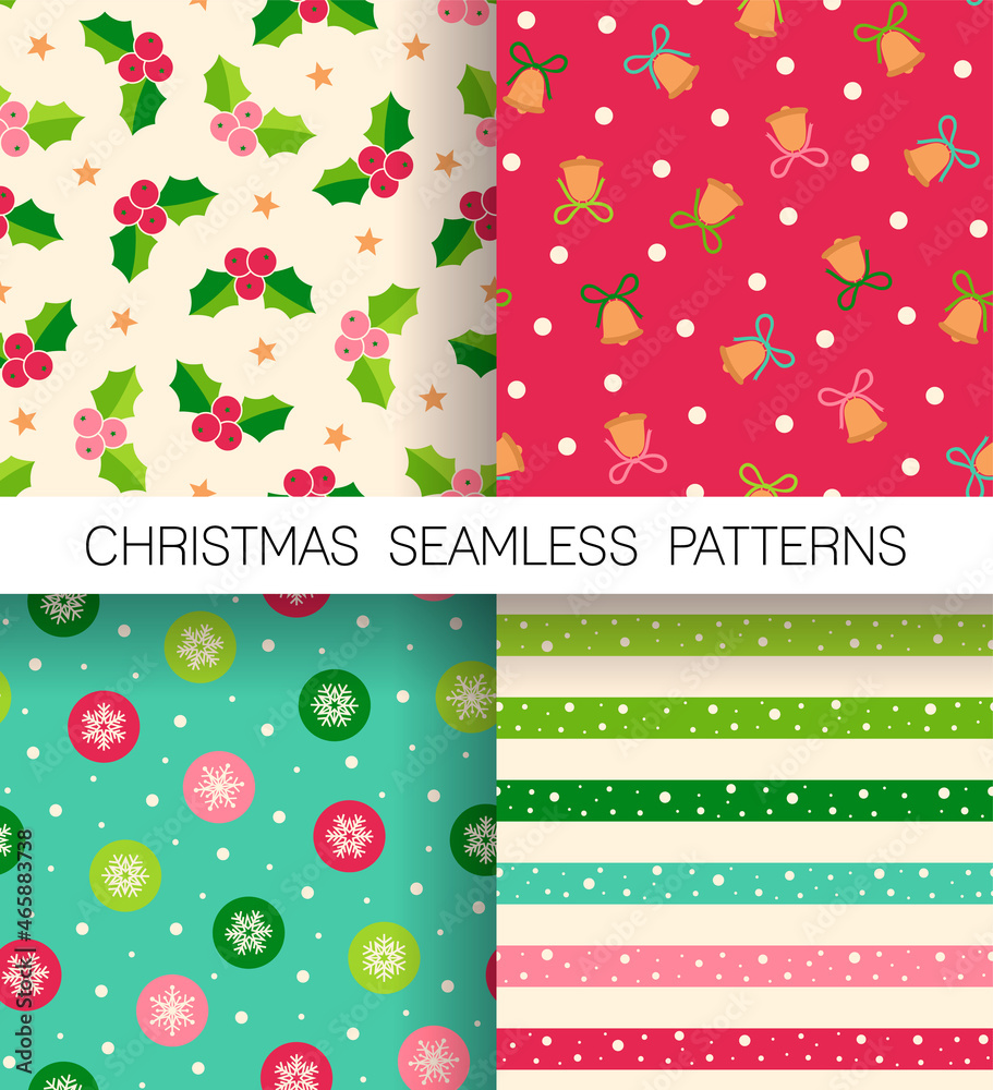 Naklejka premium Set of christmas elements seamless pattern background.