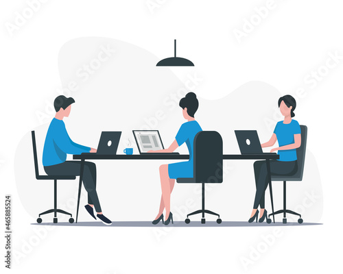 Office work concept. Colored flat vector illustration. Isolated on white background. 