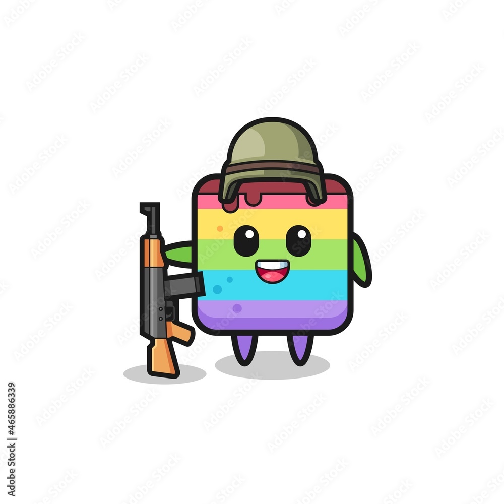 cute rainbow cake mascot as a soldier cute rainbow cake mascot as a soldier