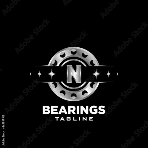 N Letter roller bearing letter logo icon vector emblem