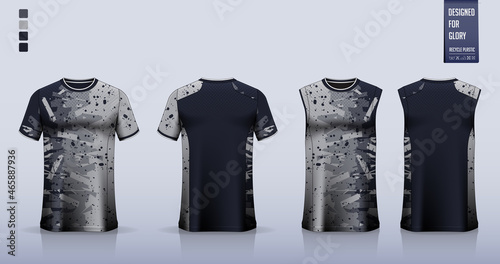 T-shirt sport, Soccer jersey, football kit, basketball uniform, tank top, and running singlet mockup. Fabric pattern design. Vector.