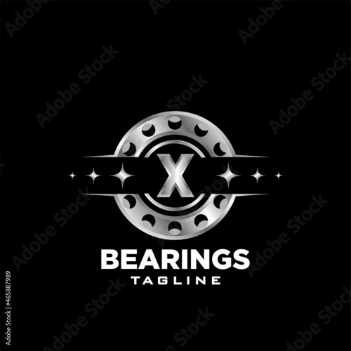 X Letter roller bearing letter logo icon vector emblem