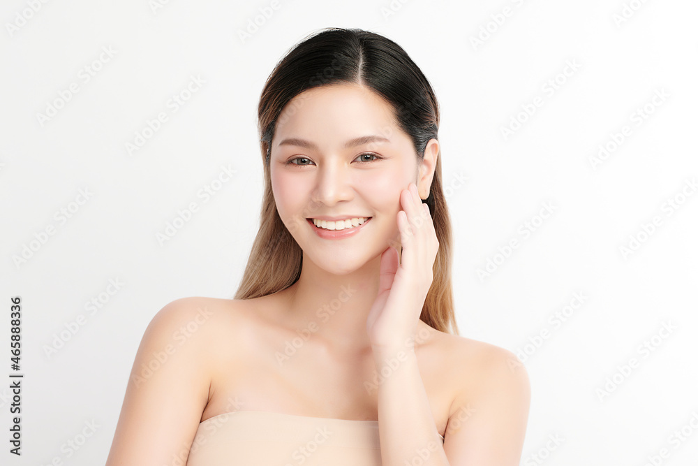Beautiful young asian woman with clean fresh skin on white background, Face care, Facial treatment, Cosmetology, beauty and spa, Asian women portrait. Beautiful young asian woman with clean fresh skin on white background, Face care, Facial treatment, Cosmetology, beauty and spa, Asian women portrait.