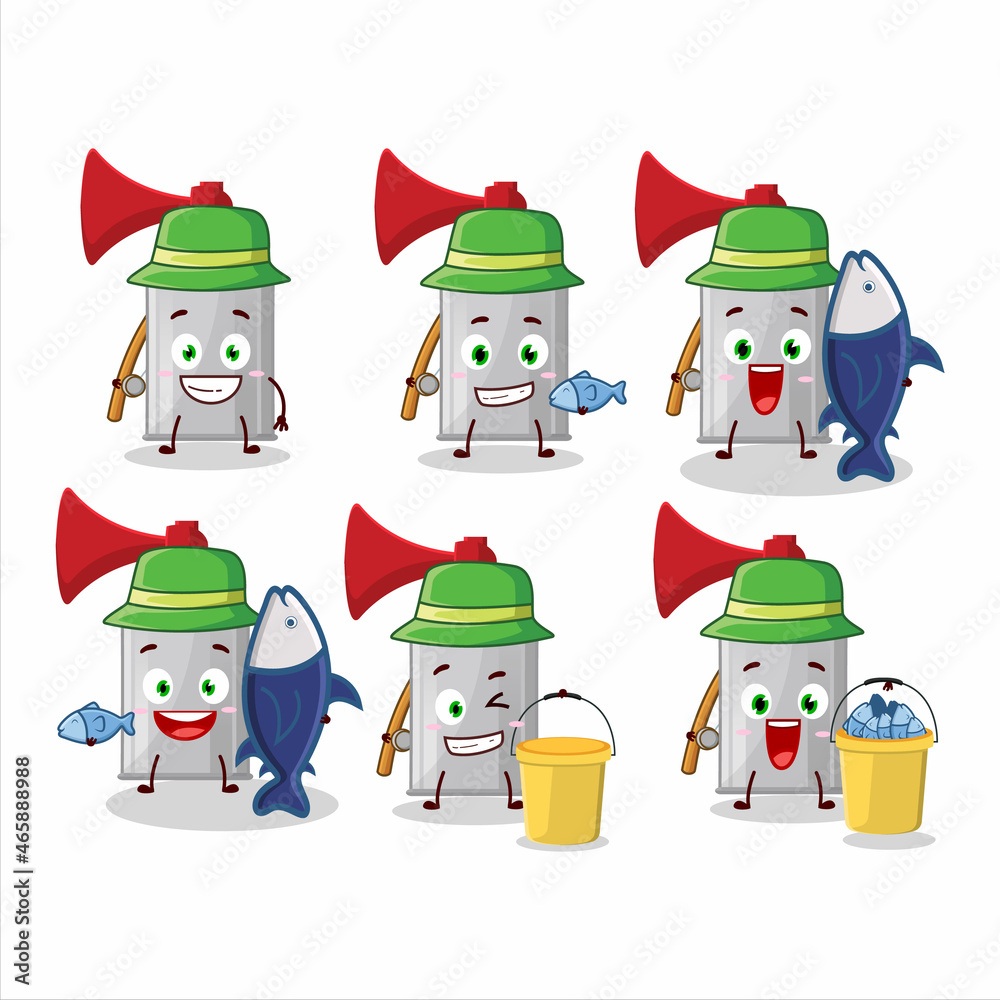 A fisherman air horn cartoon picture catch a big fish A fisherman air horn cartoon picture catch a big fish