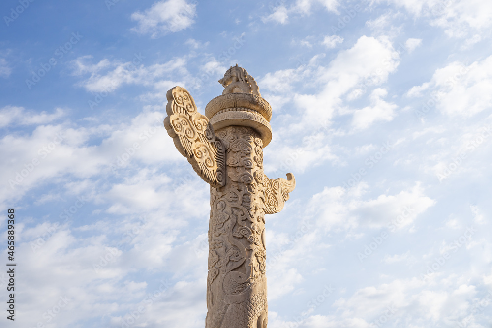 Huabiao logo pillar decorated with ancient architecture traditional culture