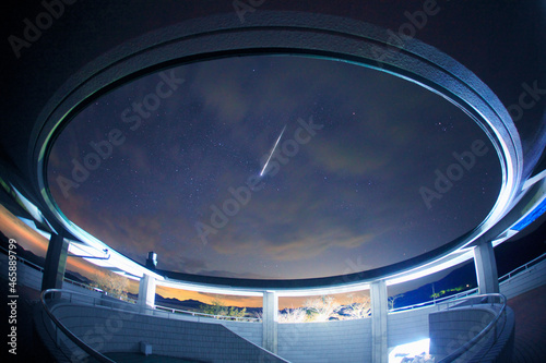 カルスト展望台と流星と星空, 日本,美祢市,山口県 photo