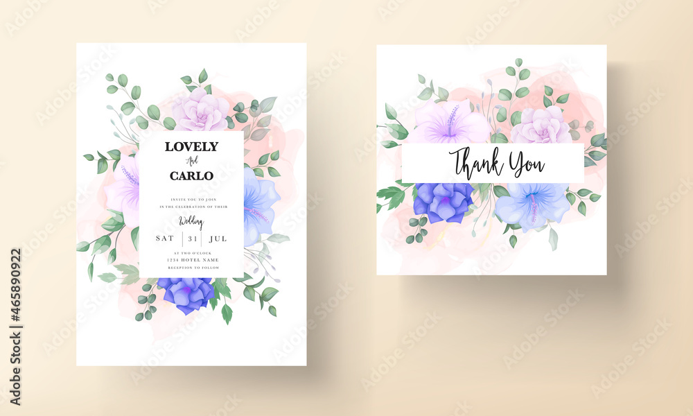 Obraz premium beautiful flower and leaves wedding invitation
