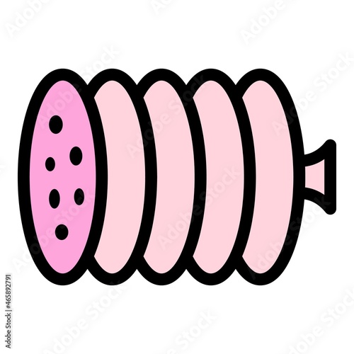 Market sausage icon. Outline market sausage vector icon color flat isolated
