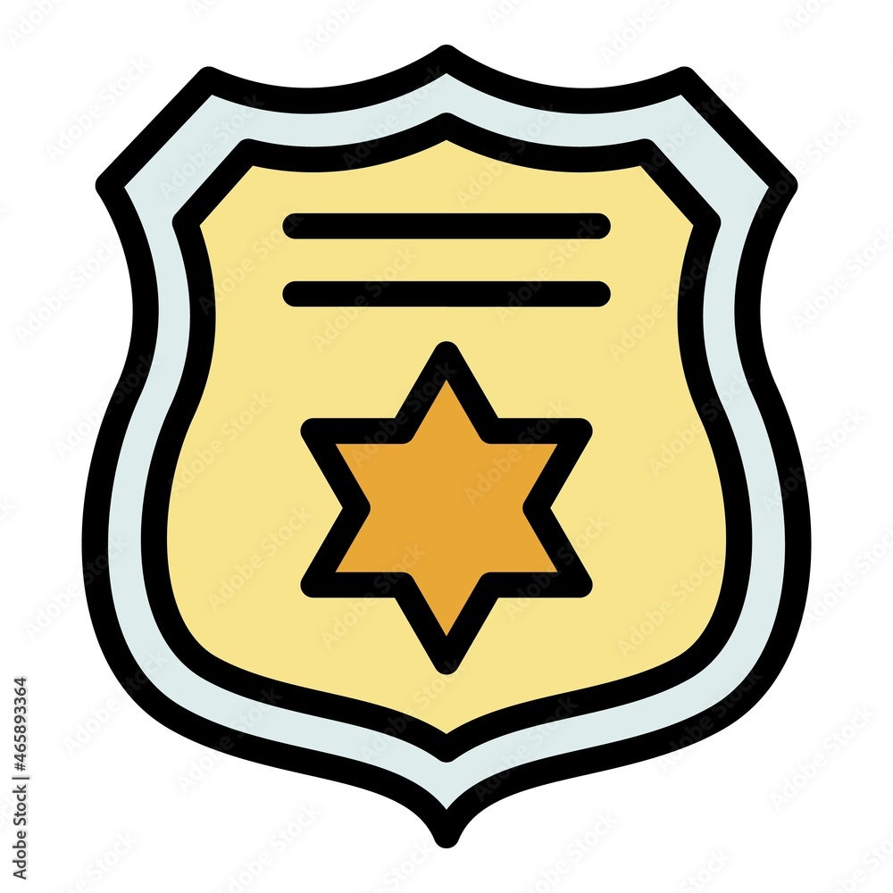 Prosecutor shield icon. Outline prosecutor shield vector icon color flat isolated