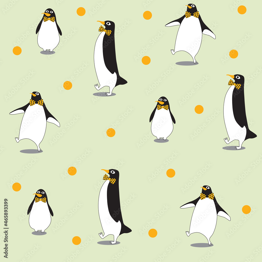 Obraz premium Cute penguin seamless pattern on pastel background