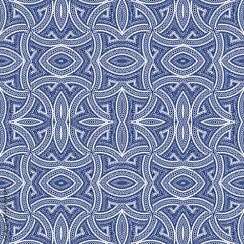 Abstract colorful seamless jacquard mosaic pattern. Design for fabric, wallpaper, paper, cover, weaving, packaging, tile, ceramics. Background for fashion textiles.