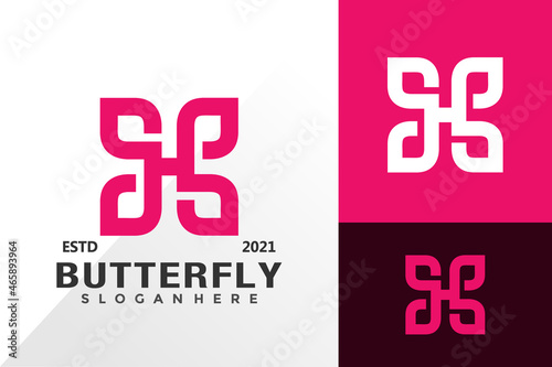 Letter h butterfly logo and icon design vector concept for template photo