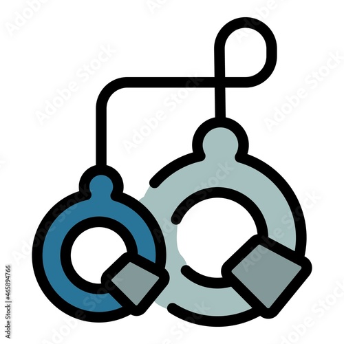 Prison handcuffs icon. Outline prison handcuffs vector icon color flat isolated