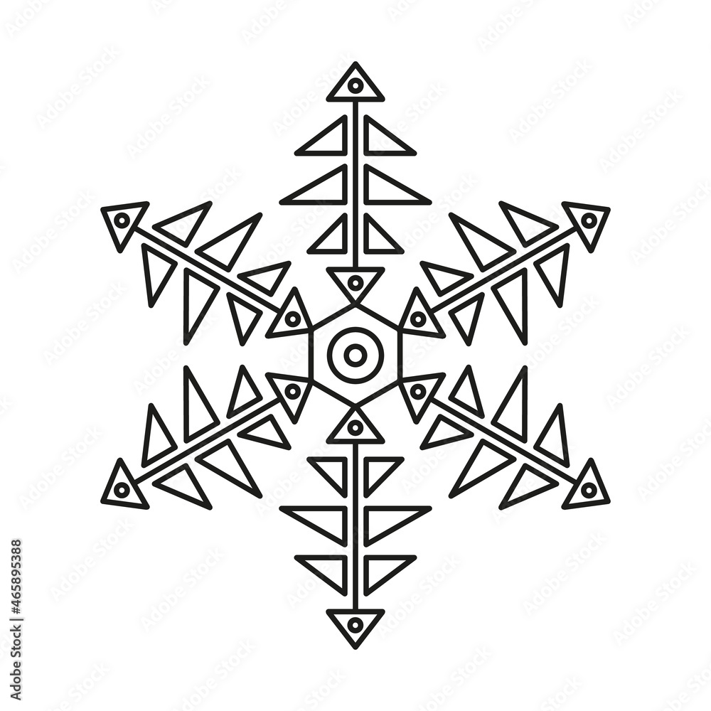 Snowflake icon on white background. Christmas and winter or new year symmetrical design