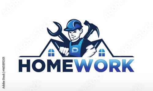 Home House Repair Build Handyman Logo Design Vector Icon Illustrations.
