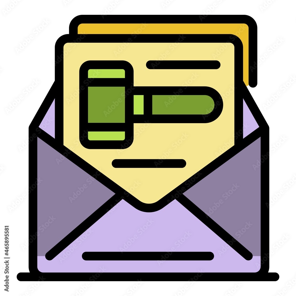 Judge letter decision icon. Outline judge letter decision vector icon color flat isolated Judge letter decision icon. Outline judge letter decision vector icon color flat isolated