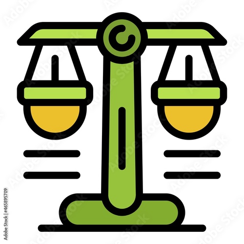Notary judge balance icon. Outline notary judge balance vector icon color flat isolated