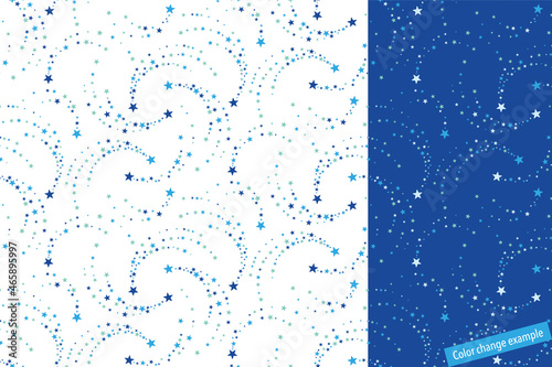 Seamless pattern swatch,  CS, shooting stars(Blue). photo