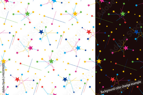 Seamless pattern swatch, CS, shooting stars(colorful).