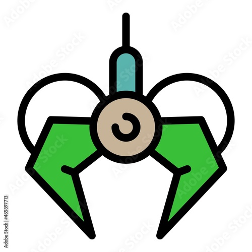 Claw manipulator icon. Outline claw manipulator vector icon color flat isolated