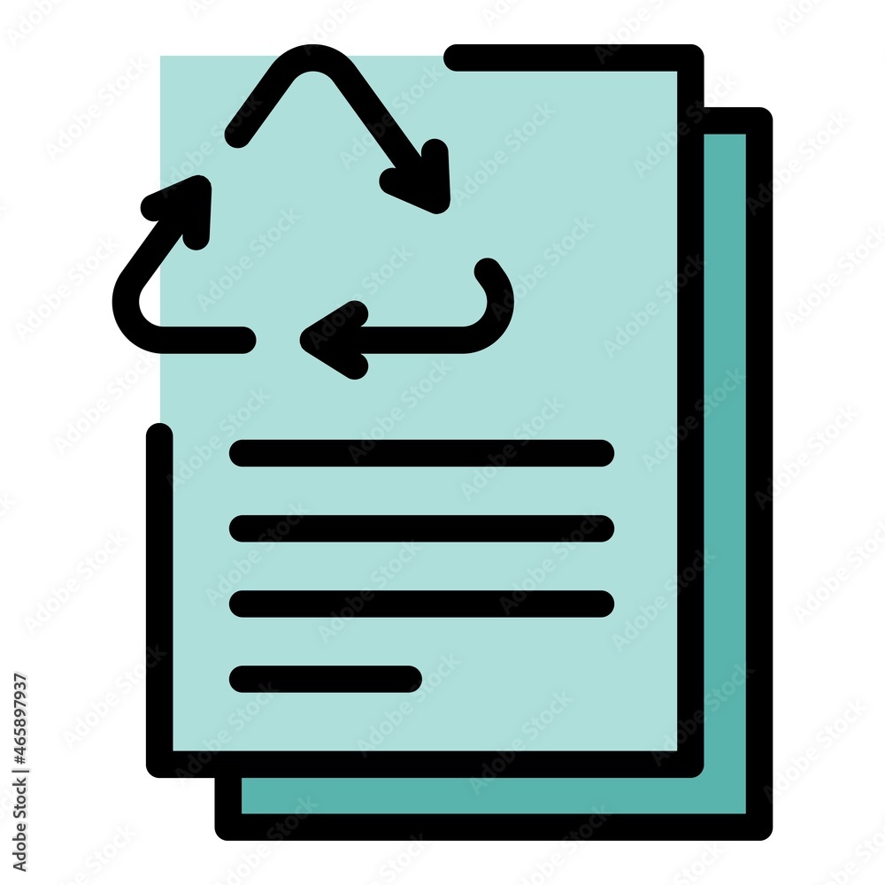 Waste paper recycling icon. Outline waste paper recycling vector icon color flat isolated Waste paper recycling icon. Outline waste paper recycling vector icon color flat isolated