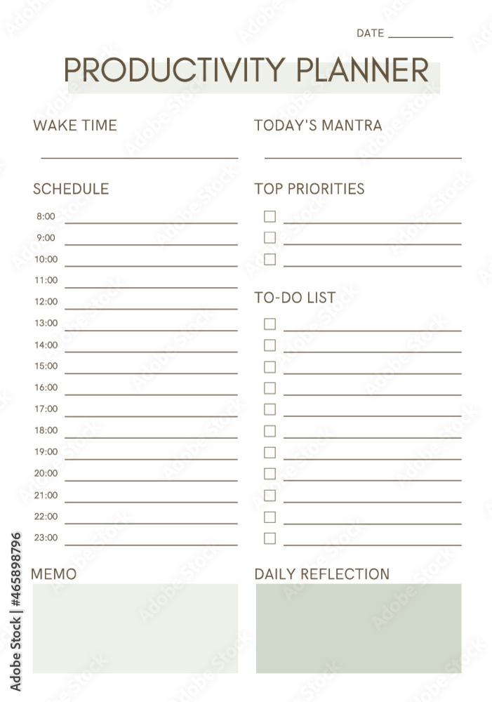 Simple and Minimal Daily Productivity Planner Simple and Minimal Daily Productivity Planner