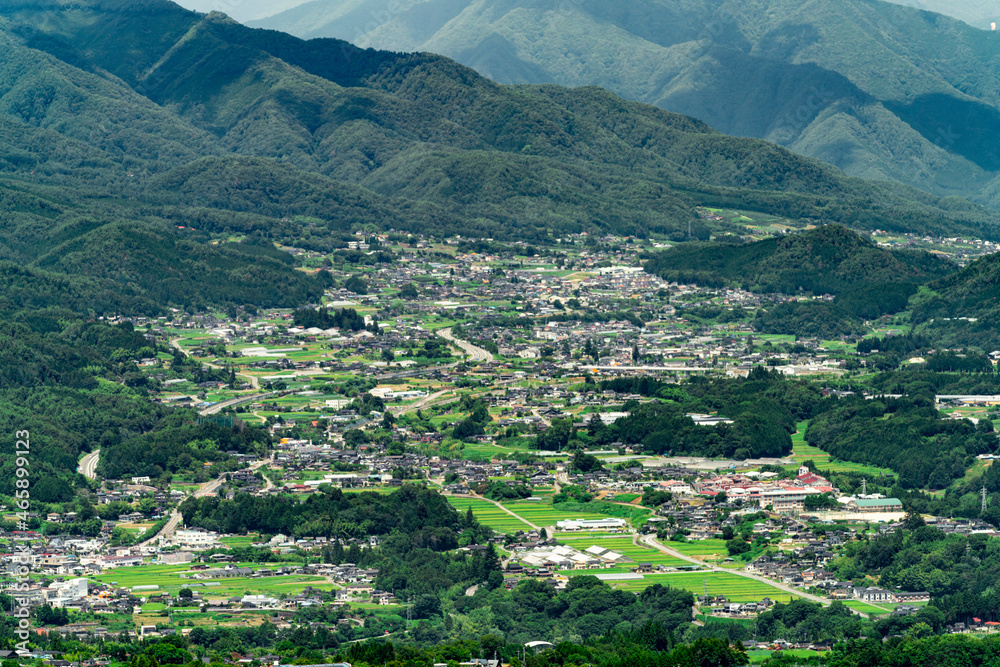 下条村 夏の極楽峠から見るパノラマ 阿智村 飯田市 下条村 Stock 写真 Adobe Stock