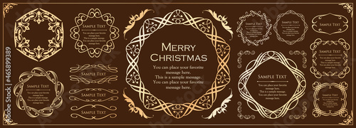 クリスマスをイメージしたフレームデザインのセット。アンティーク。ビンテージ。エレガント 