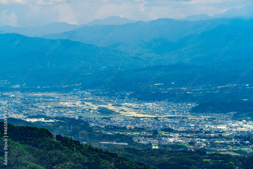 下条村　夏の極楽峠から見るパノラマ　阿智村　飯田市　下条村