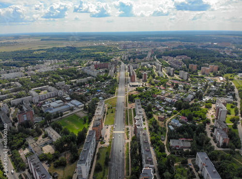 Aerial view of Russia Avenue (Kirovo-Chepetsk, Kirovskaya Oblast, Russia)