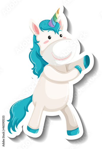 Cute unicorn standing pose on white background