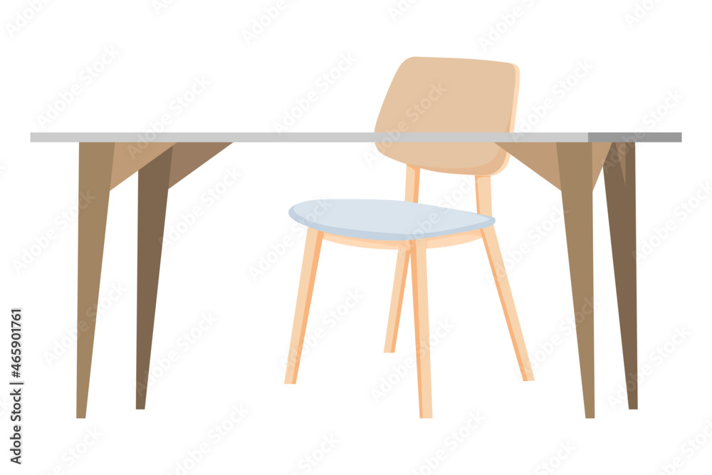 Cute beautiful desk for freelancer and home office with chair table isolated colorful Cute beautiful desk for freelancer and home office with chair table isolated colorful