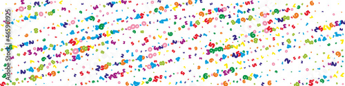 Falling vivid numbers. Math study concept with flying digits. Incredible back to school mathematics banner on white background. Falling numbers vector illustration.
