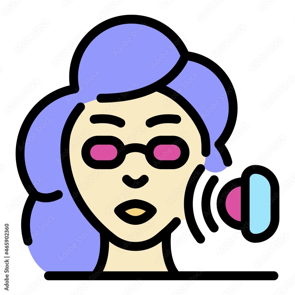 Woman face hair removal icon. Outline woman face hair removal vector icon color flat isolated Woman face hair removal icon. Outline woman face hair removal vector icon color flat isolated