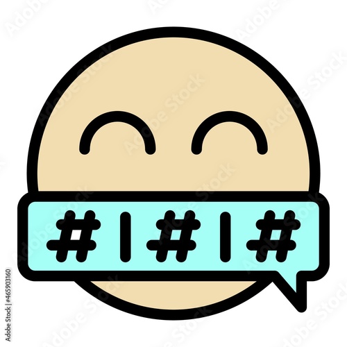 Smiley censorship icon. Outline smiley censorship vector icon color flat isolated