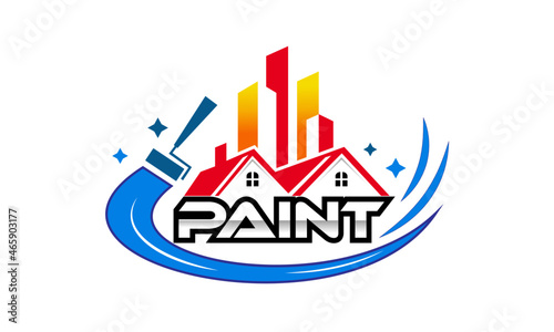 Residential and Commercial House Painting Logo Design Vector Icon Illustrations.