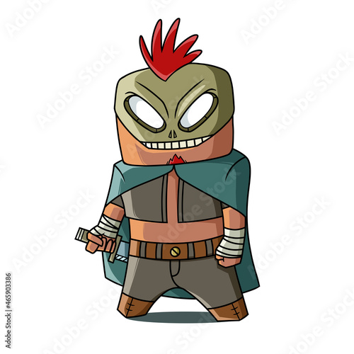 Hand drawn cartoon character with Mohawk