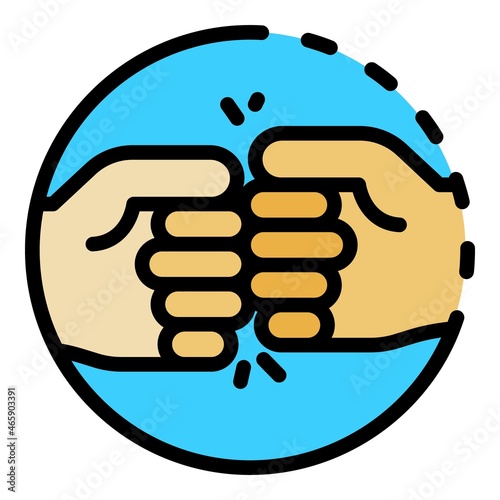 Greeting with fists icon. Outline greeting with fists vector icon color flat isolated