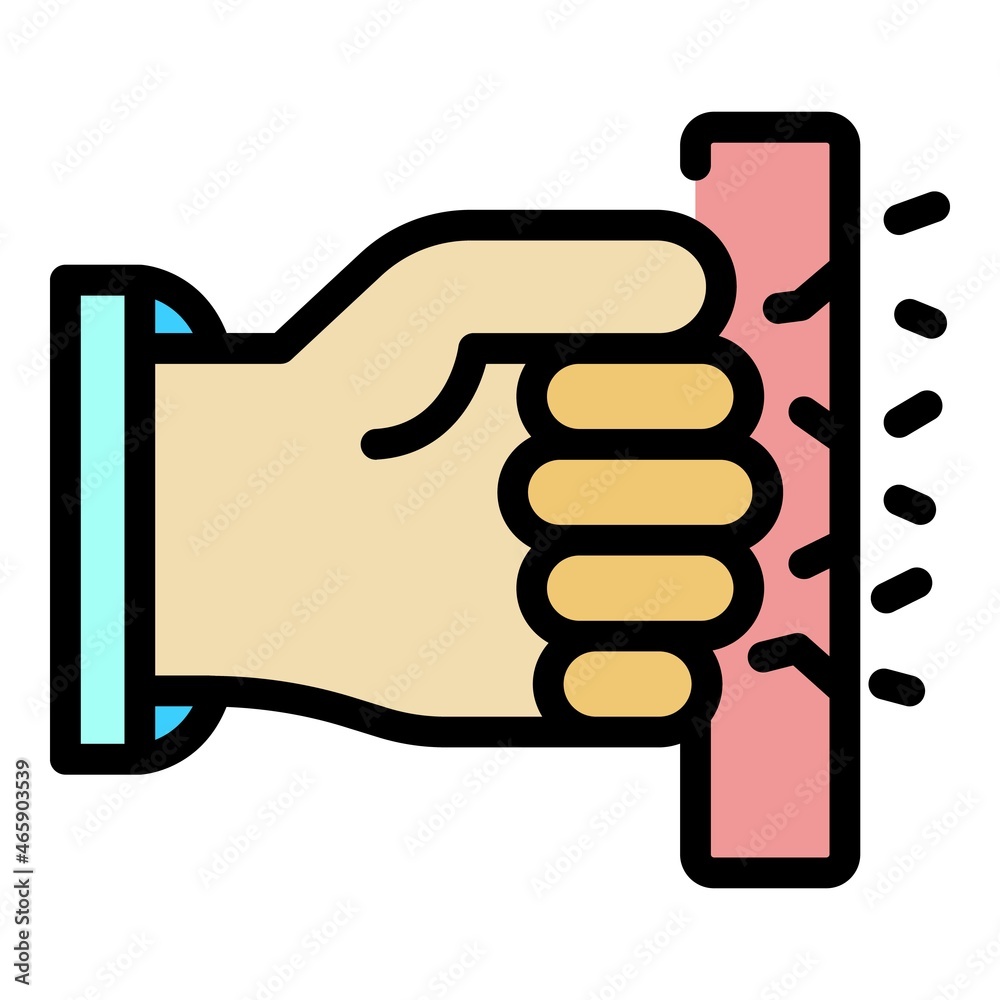 Fist beats glass icon. Outline fist beats glass vector icon color flat isolated Fist beats glass icon. Outline fist beats glass vector icon color flat isolated
