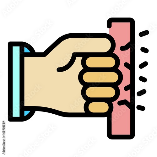 Fist beats glass icon. Outline fist beats glass vector icon color flat isolated