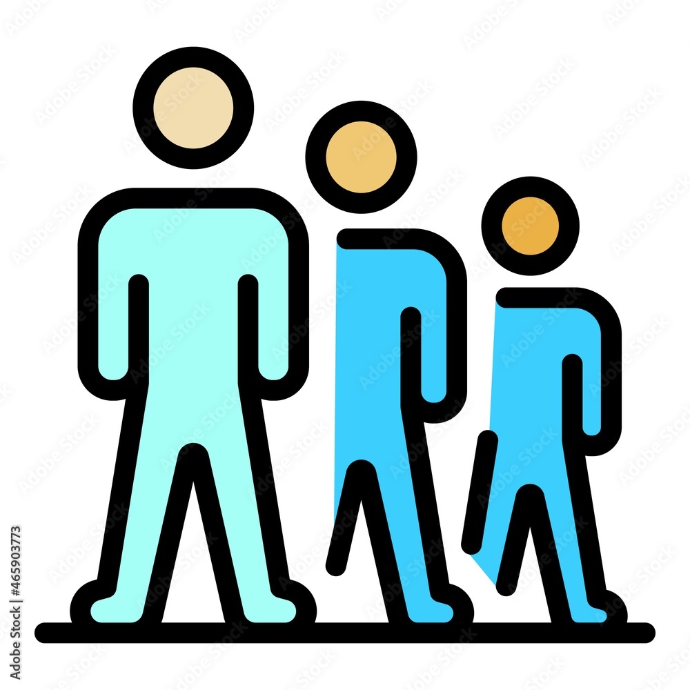 Three persons icon. Outline three persons vector icon color flat isolated Three persons icon. Outline three persons vector icon color flat isolated
