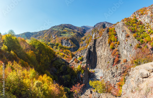 Mountain gorge of autumn season