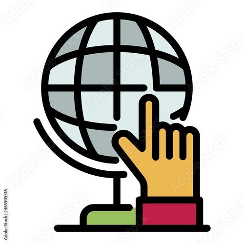 School globus icon. Outline school globus vector icon color flat isolated