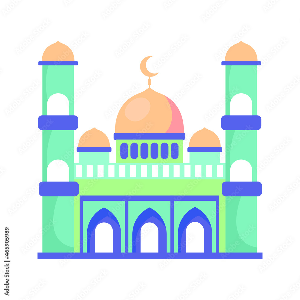 beautiful mosque masjid building architecture prayer design vector illustration 